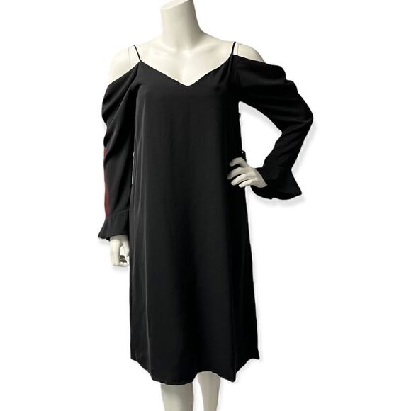 COPY - Black Cold Shoulder Shift MIDI Dress - Picture 1 of 6